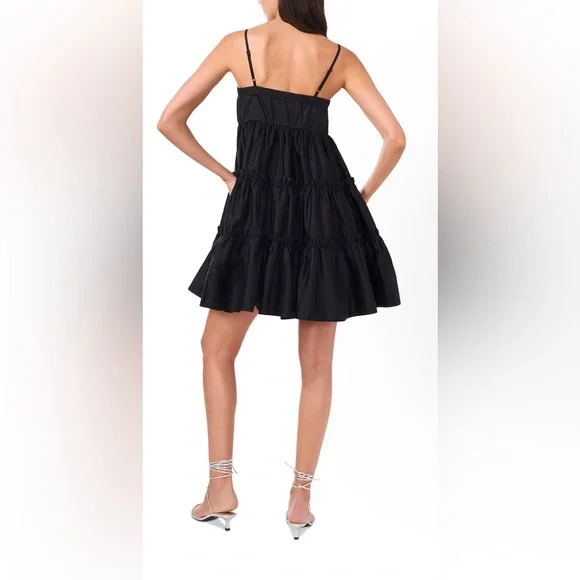 CeCe Black Tiered Mini Dress - Picture 2 of 8